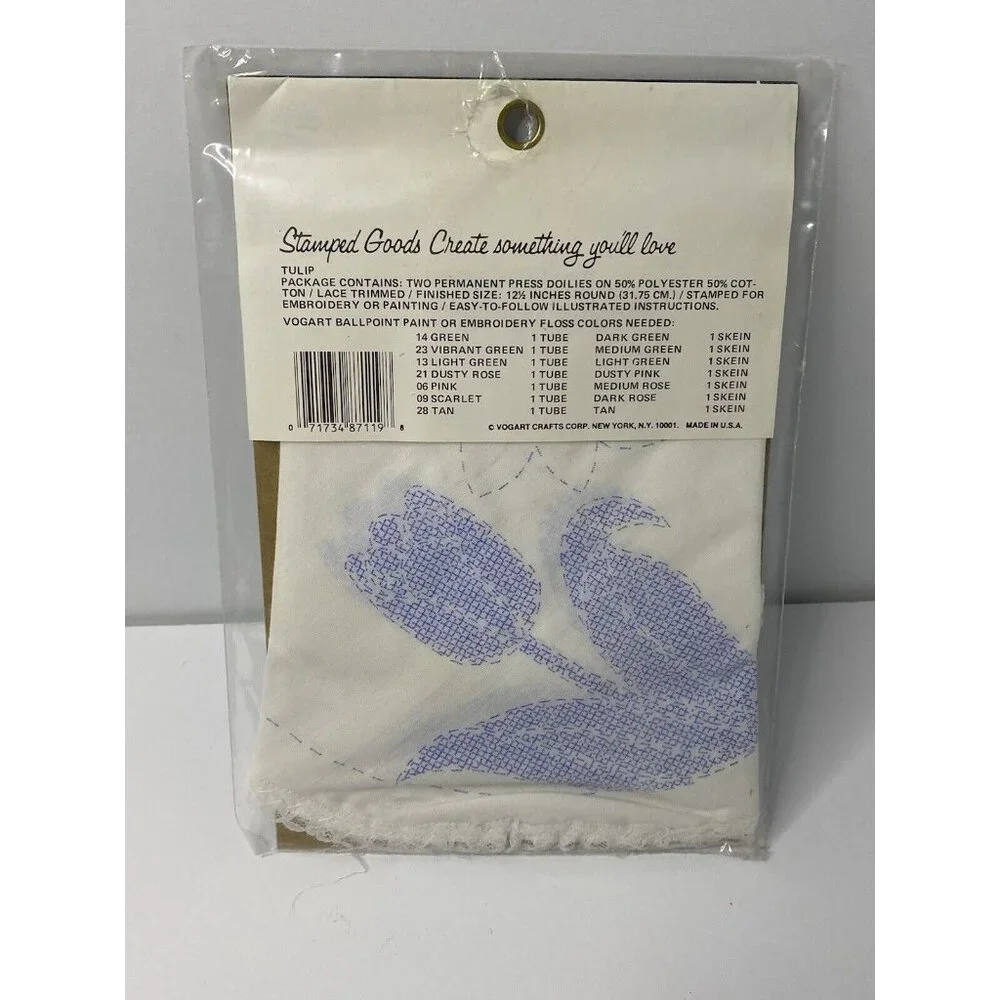 Vogart Crafts Two Doilies Tulips Floral For Embroidery‎ Or Ballpoint Painting